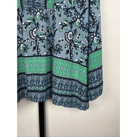 Vermont Country Store Floral Tunic Women's XL Blue Green Peasant Top Boho Artsy - Picture 4 of 10